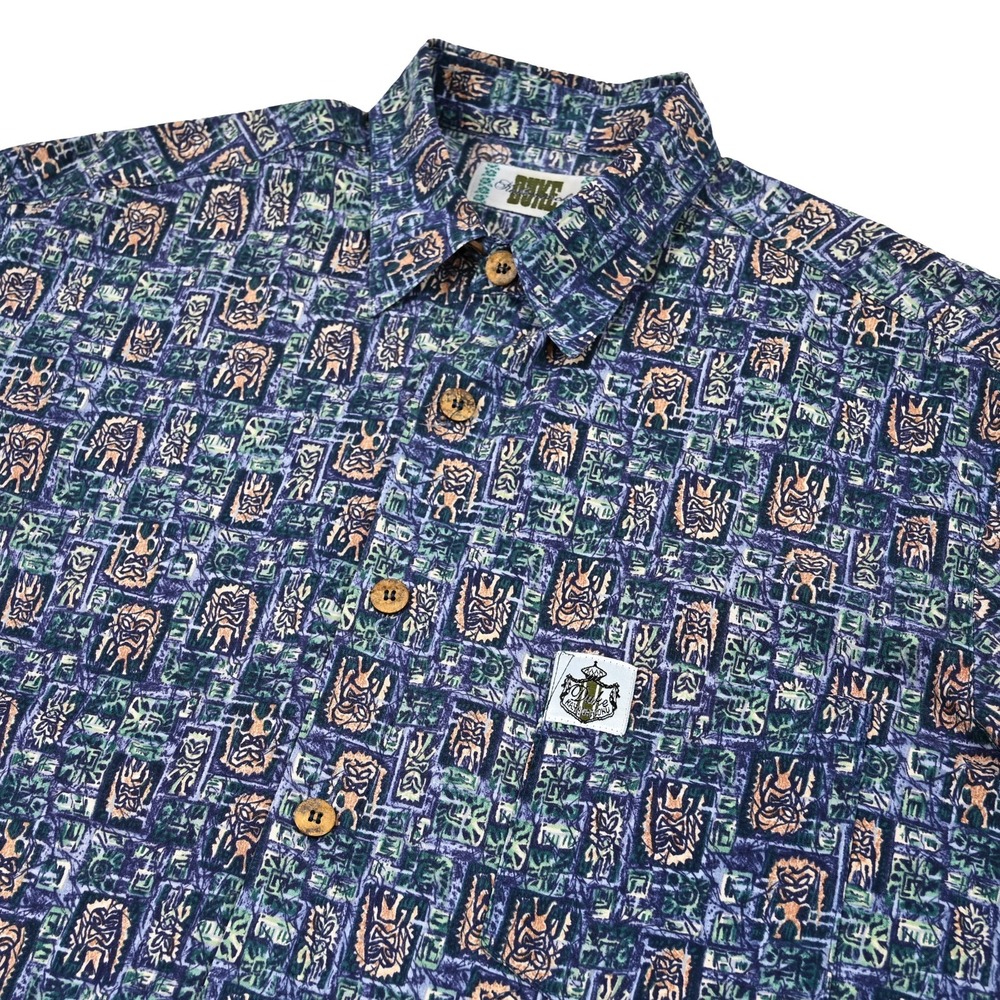 Vintage Duke Kahanamoku Shirt Mens Medium Tiki Block Hawaiian Resort Island 90s